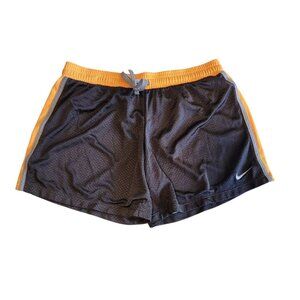 Nike Dri-Fit Mesh Lined Shorts‎ Black Yellow Athletic Gym Workout Womens Large